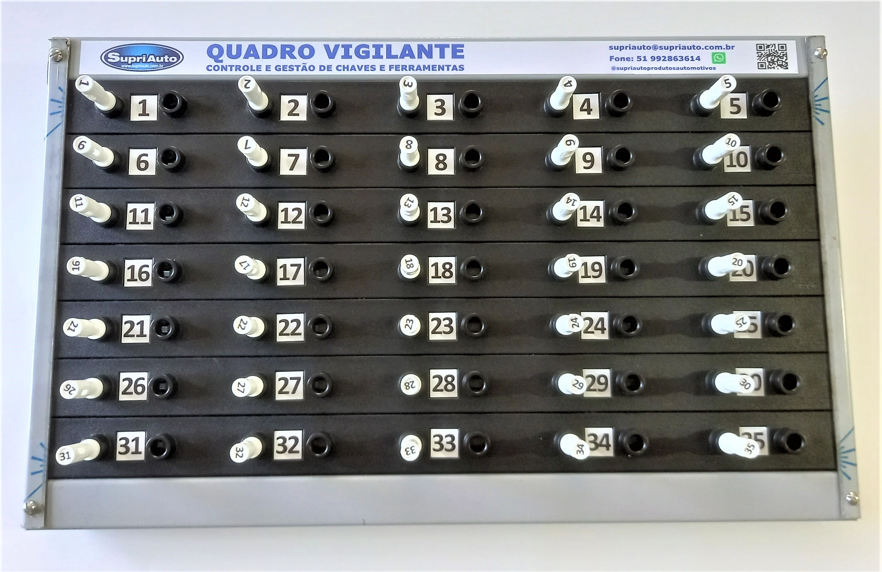 Claviculário Porta Chaves Quadro Vigilante Para 35 Chaves