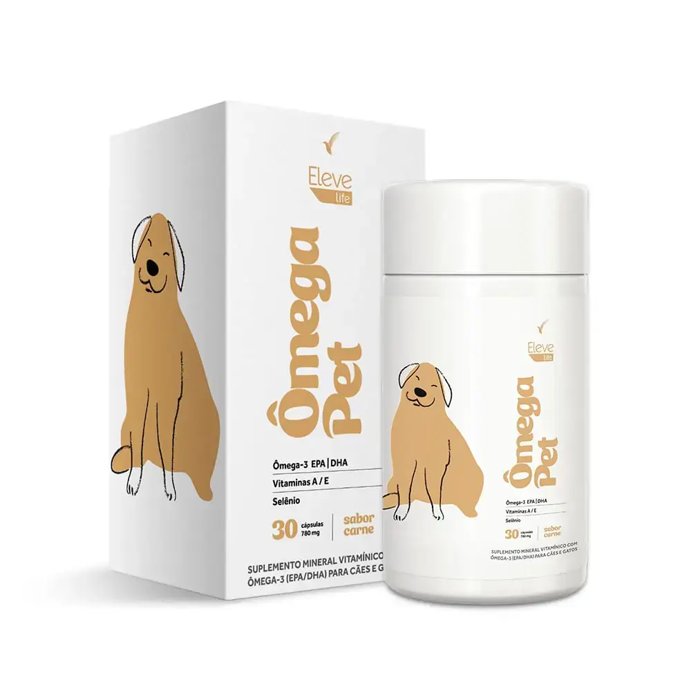 Ômega Pet Vida longa, saudável e ativa 780 mg - sabor carne + E-book