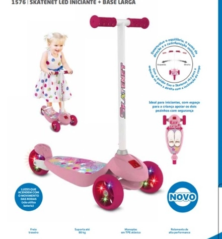 Patinete Skatenet Rosa C/led Ref.1576 Bandeirantes