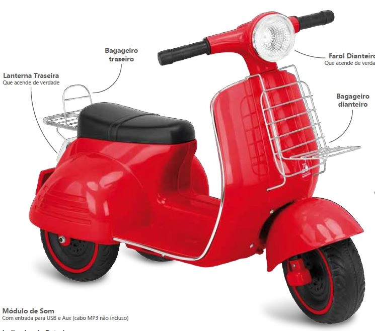 Lambreta Vermelha El 6v Ref.2903 Bandeirantes