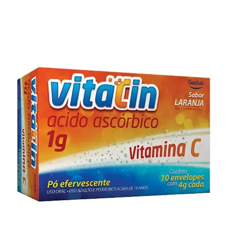 Vitacin Efervescente Sabor Laranja 1000 Mg/g 10 Sachês 4 G Geolab Similar