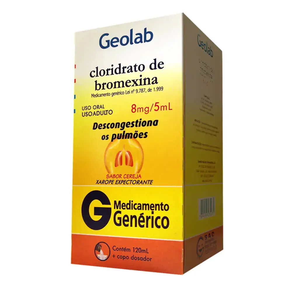 Cloridrato De Bromexina 8 Mg/ml Xarope Adulto Geolab Genérico
