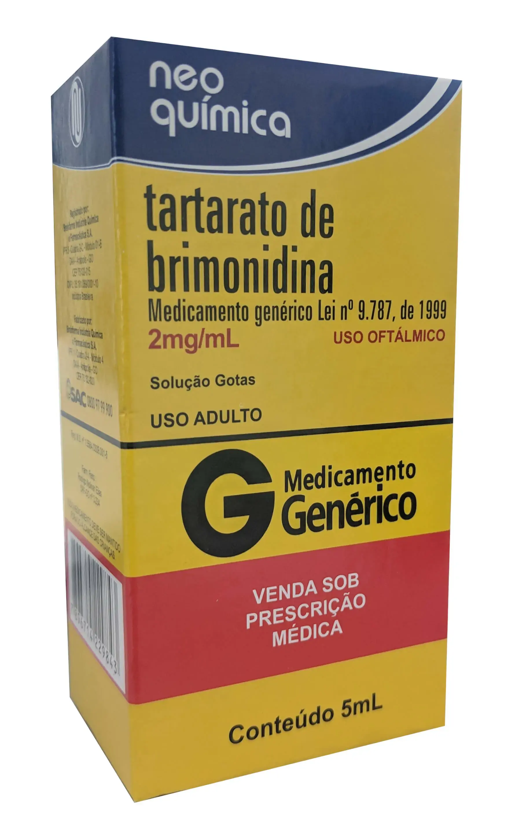 Tartarato De Brimonidina 2 Mg/ml Colírio 5 Ml Geolab Genérico