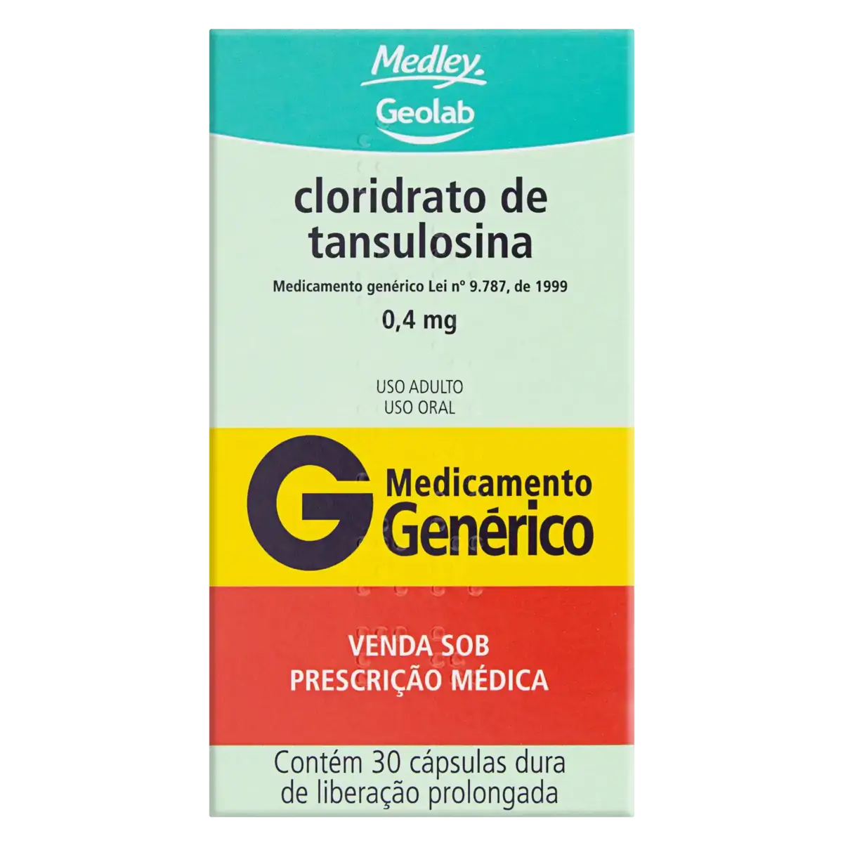 Cloridrato De Tansulosina 0,4mg Medley Caixa 30 Cápsulas