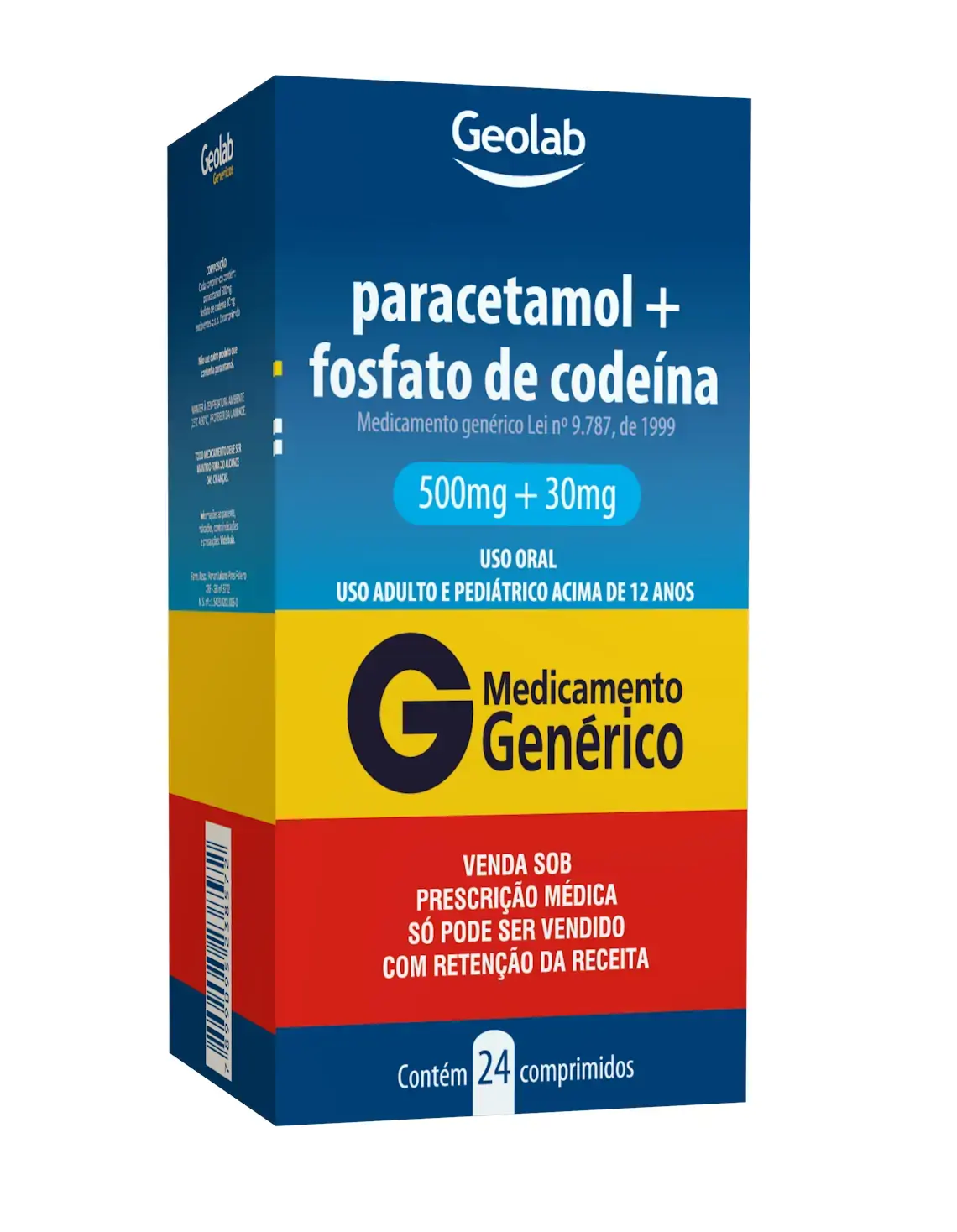Paracetamol Codeina 500 30mg Cx C/24comp A2
