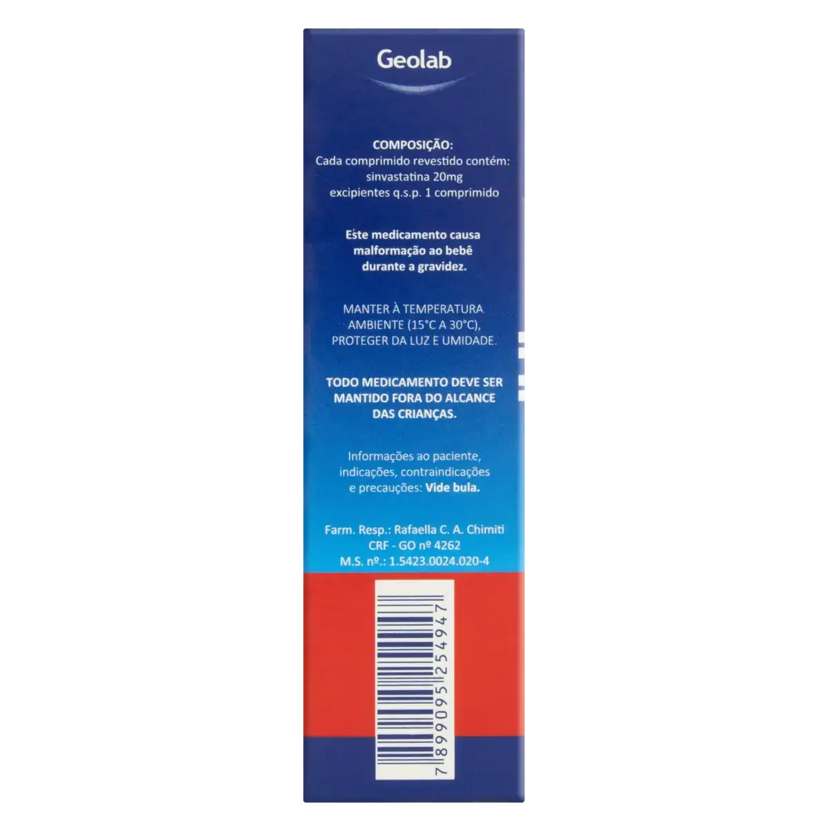 Sinvax 20mg Geolab Caixa 30 Comprimidos Revestidos