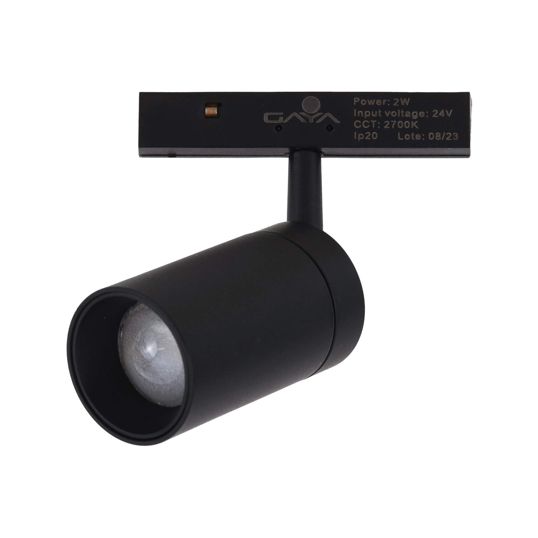 Spot para Trilho Magnético Com Led Amarelo Mini Gaya Preto 24V