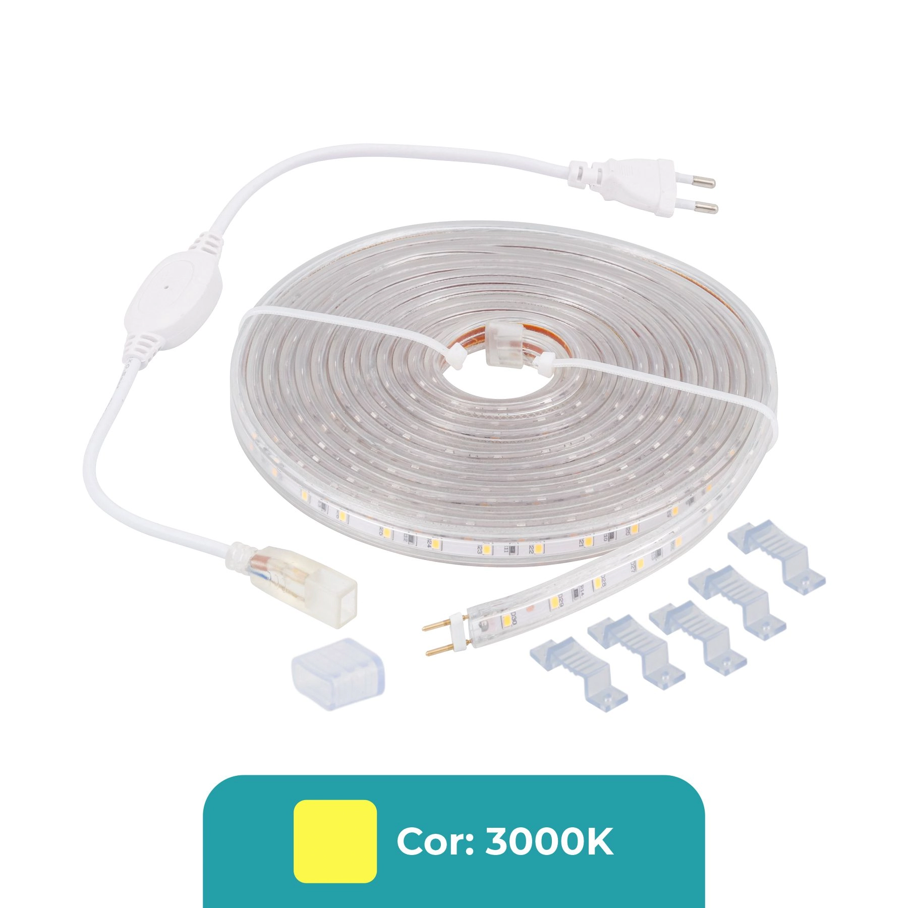 Fita de Led Luz Amarela IP65 14,4W 110V Gaya 5m
