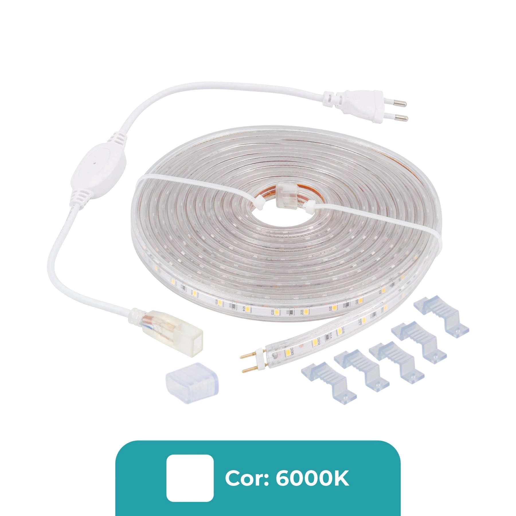 Fita de Led Luz Branca IP65 14,4W 110V Gaya 5m
