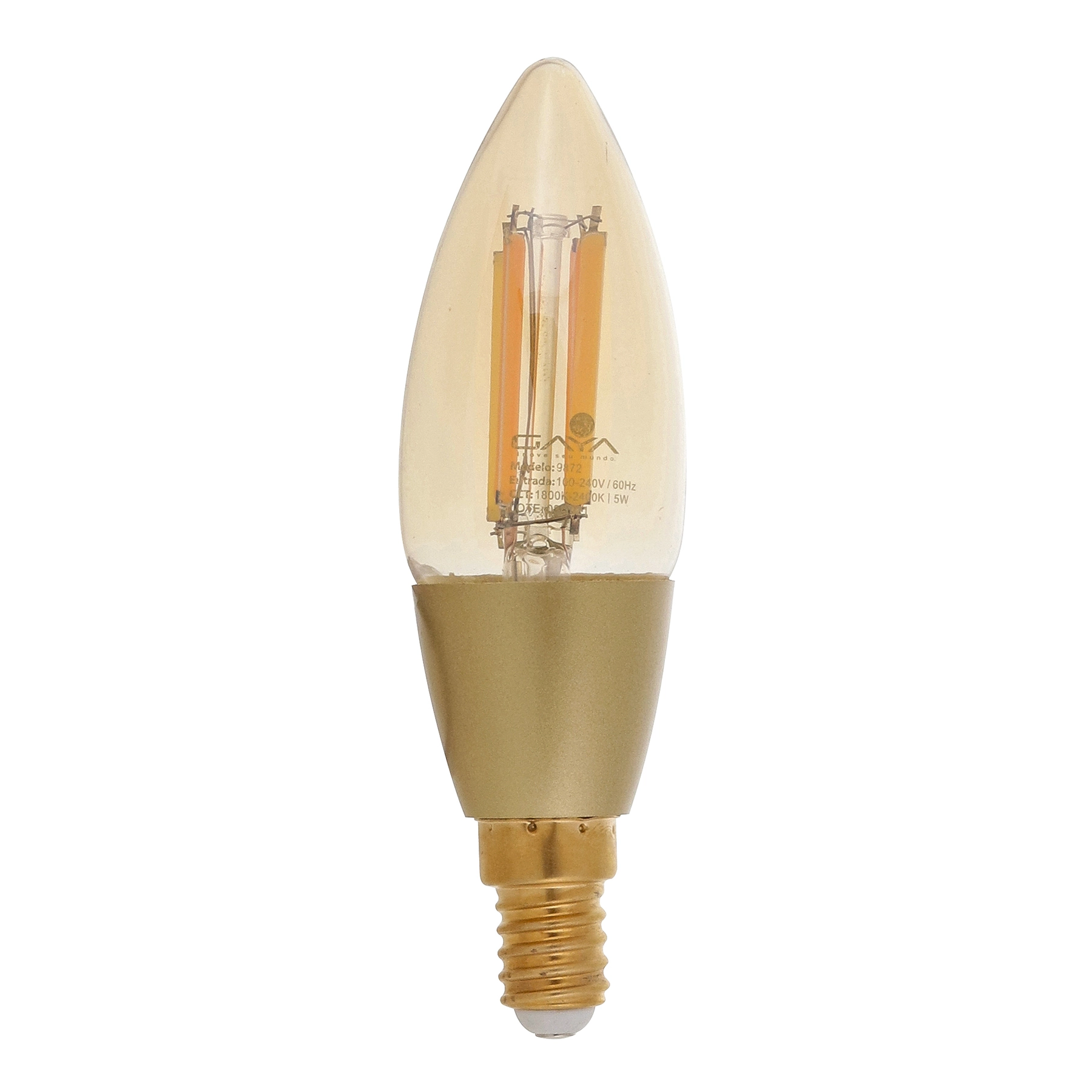 Lâmpada de LED Filamento E14 Vela 5W 400lm Luz RGB Bivolt Gaya