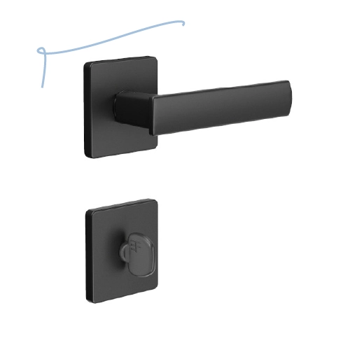 Fechadura Banheiro Maçaneta Quadrada Preto Fosco 3f 740b/11