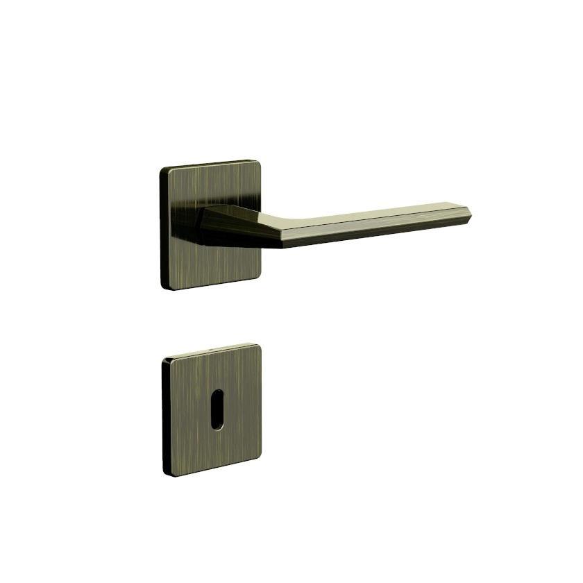 Fechadura Roseta Quadrada Design Interna 40mm Antique 740i127at 3F