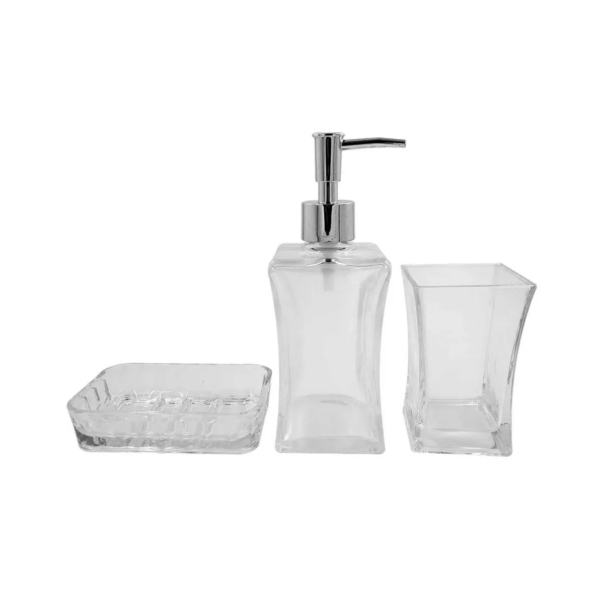 Conjunto Banheiro Vidro Clear Fratelli Transparente 3 Unidade