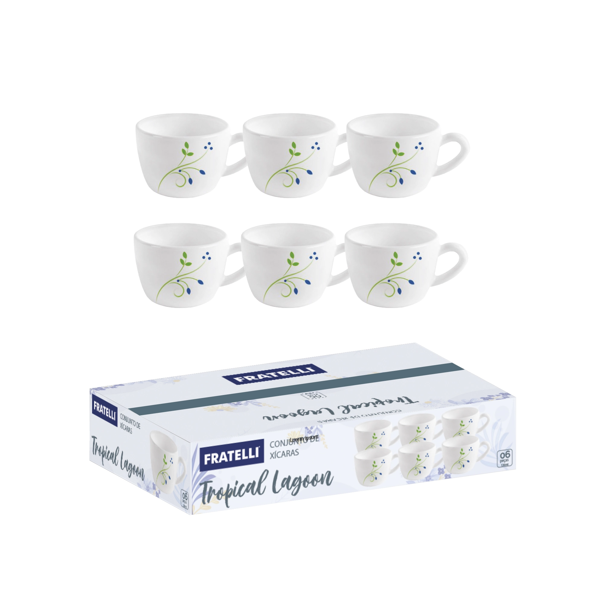 Jogo Xicara Tropical Lagoon 130ml 6pcs Co0540079 Euroquadros