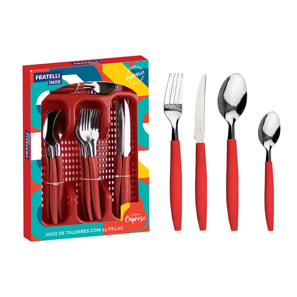 Jogo De Talheres 25pcs Caprese Vermelho A596427