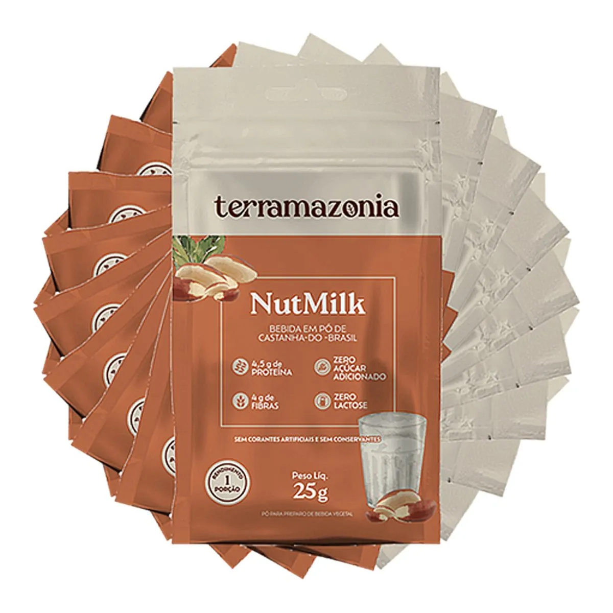 Bebida Vegetal de Castanha do Pará em Pó NutMilk 25g Terramazônia 10 Sachês