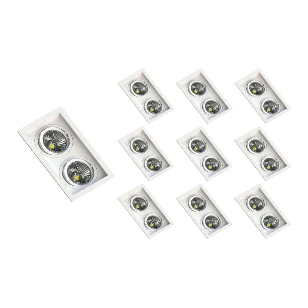 10 Spots De Embutir Recuado Save Energy Para 2 Lâmpadas Ar70 Gu10 Bivolt Branco