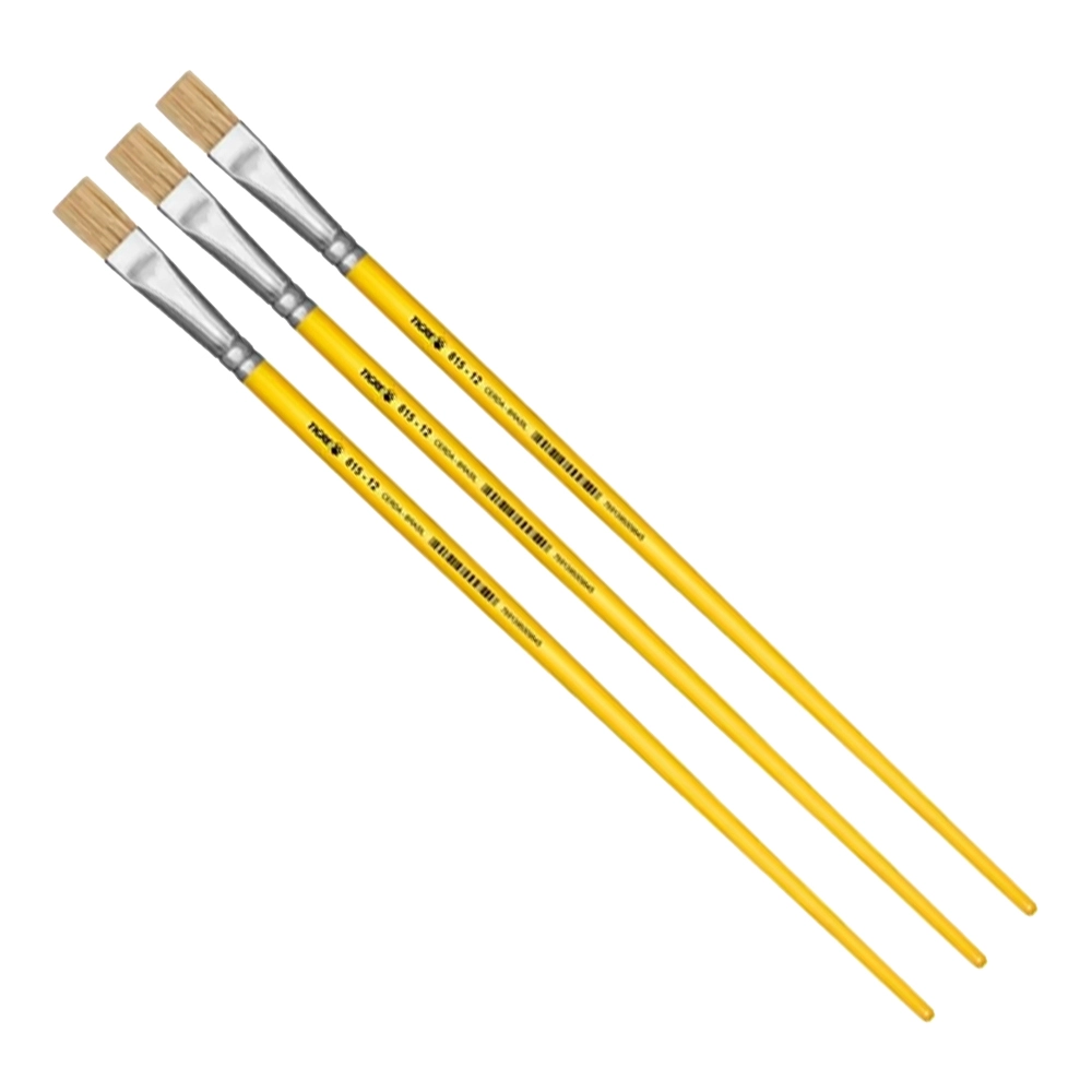 Kit 3 Pincel Chato Longo Cerda Natural 815-12 Nº12 Tigre