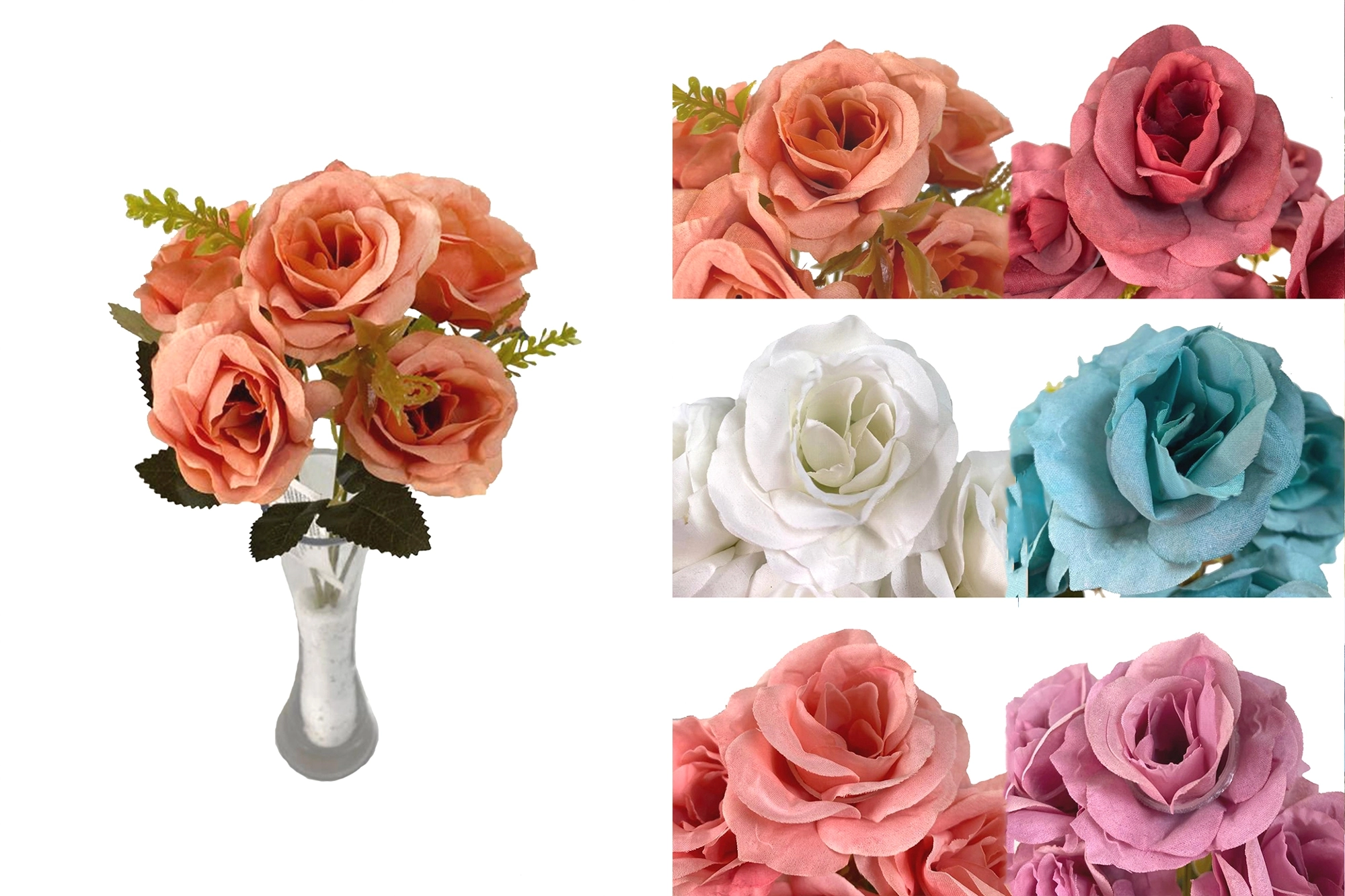 Mini Buque Rosa Envelhecido X5 30cm 03377 H8