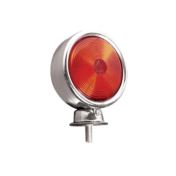 Lanterna Vermelha Lente Reta Redonda Cromada - PRADOLUX PL06500003