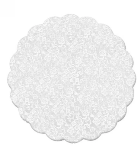 Tapetinho De Brigadeiro / Intermediate Plastic Liner For Candies 7 Cm, White Lace / Branco Renda