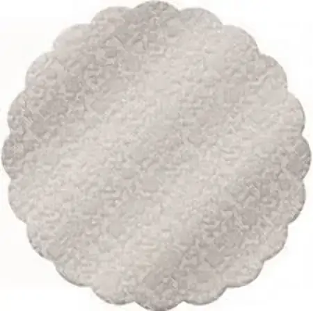 Tapetinho De Brigadeiro / Intermediate Plastic Liner For Candies 9 Cm, Silver Lace / Prata Renda