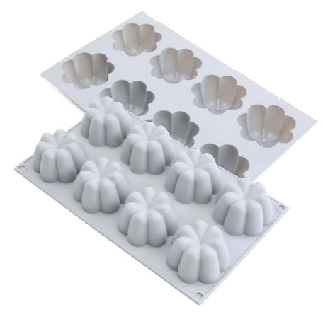 Forma De Silicone Flan C/8 Cavidade 29,1x17,1x3,8cm Ref.78000525
