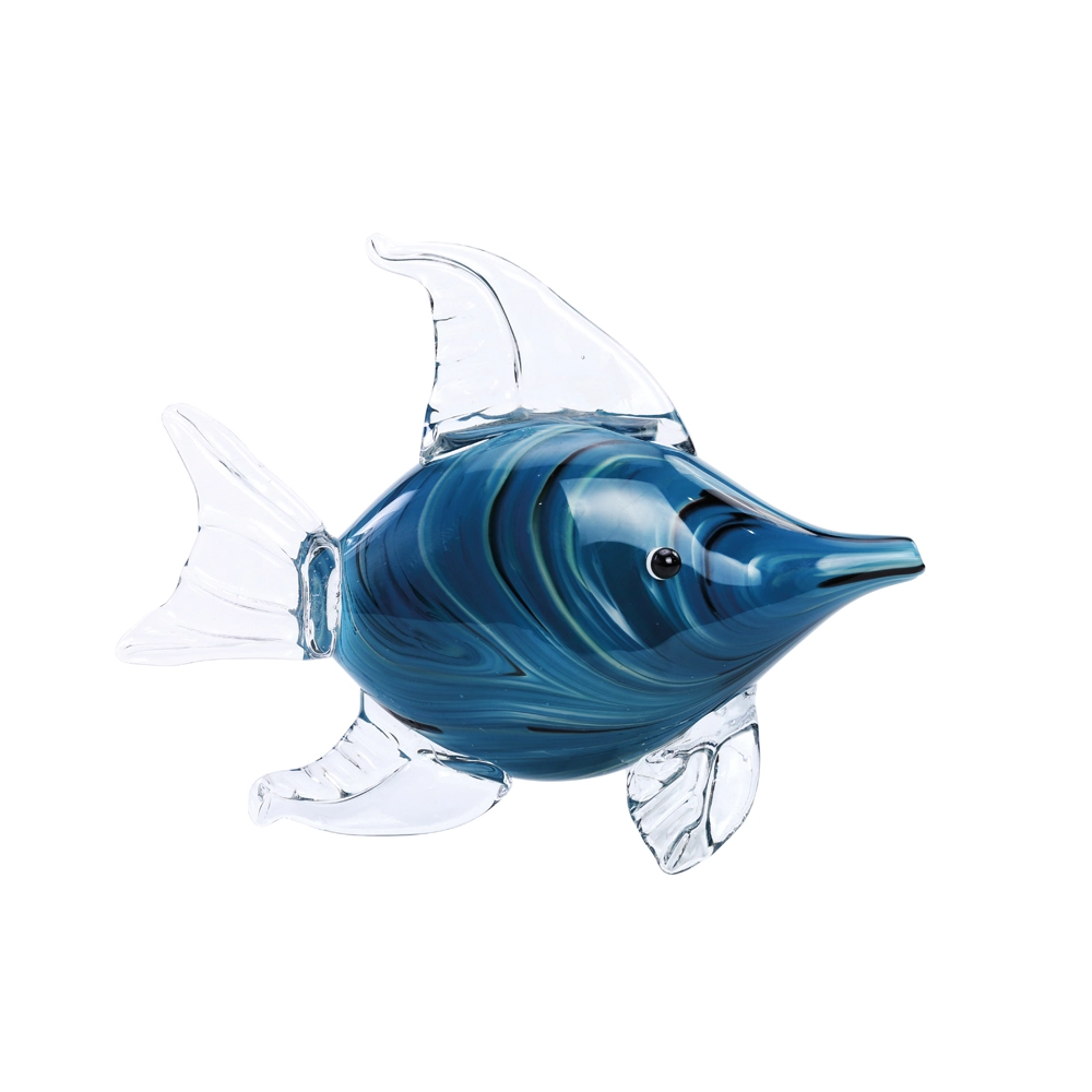 Escultura Vidro Peixe Azul 19cm 1013138 Cromus