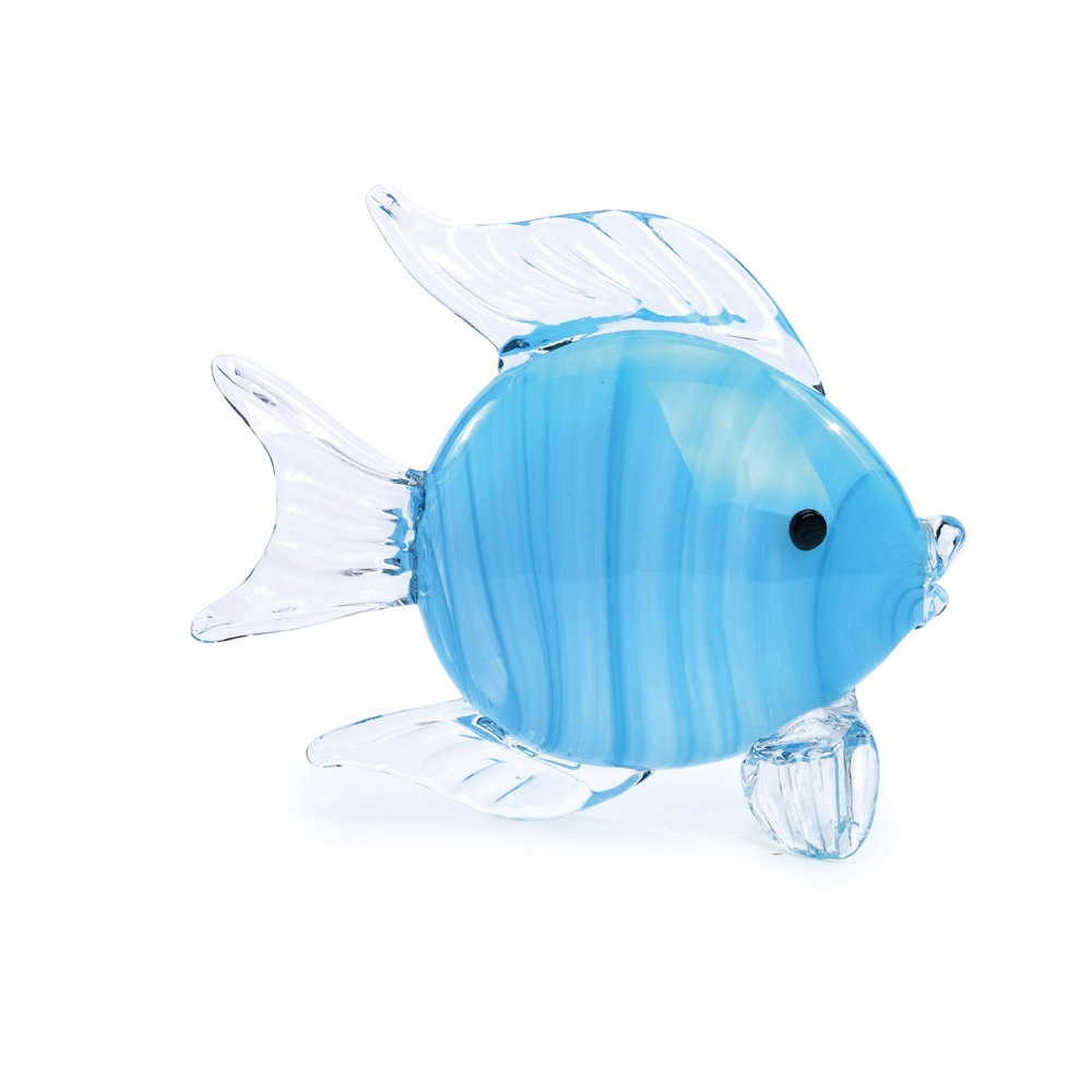 Escultura Vidro Peixe Azul 18cm 1013153 Cromus