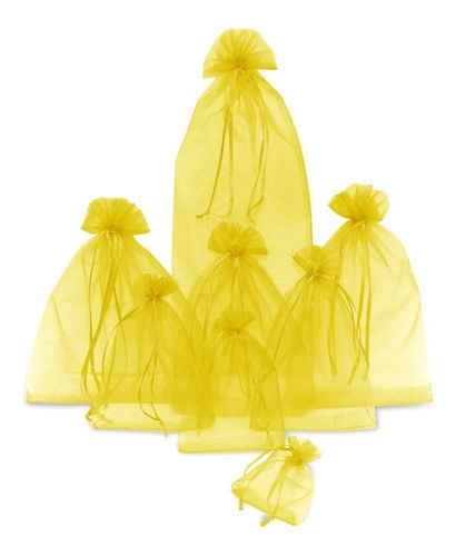 Saco Organza 15x38cm C/10un Amarelo