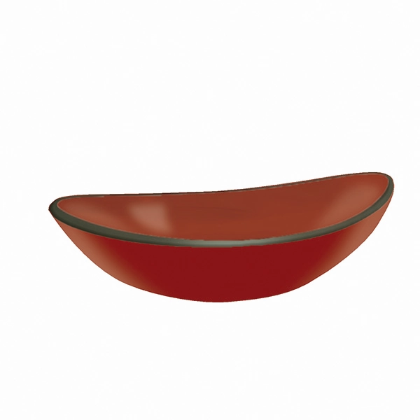 Cuba para Banheiro de Apoio Vidro Temperado Oval Vermelha 43x28cm Canoa VB Cristais