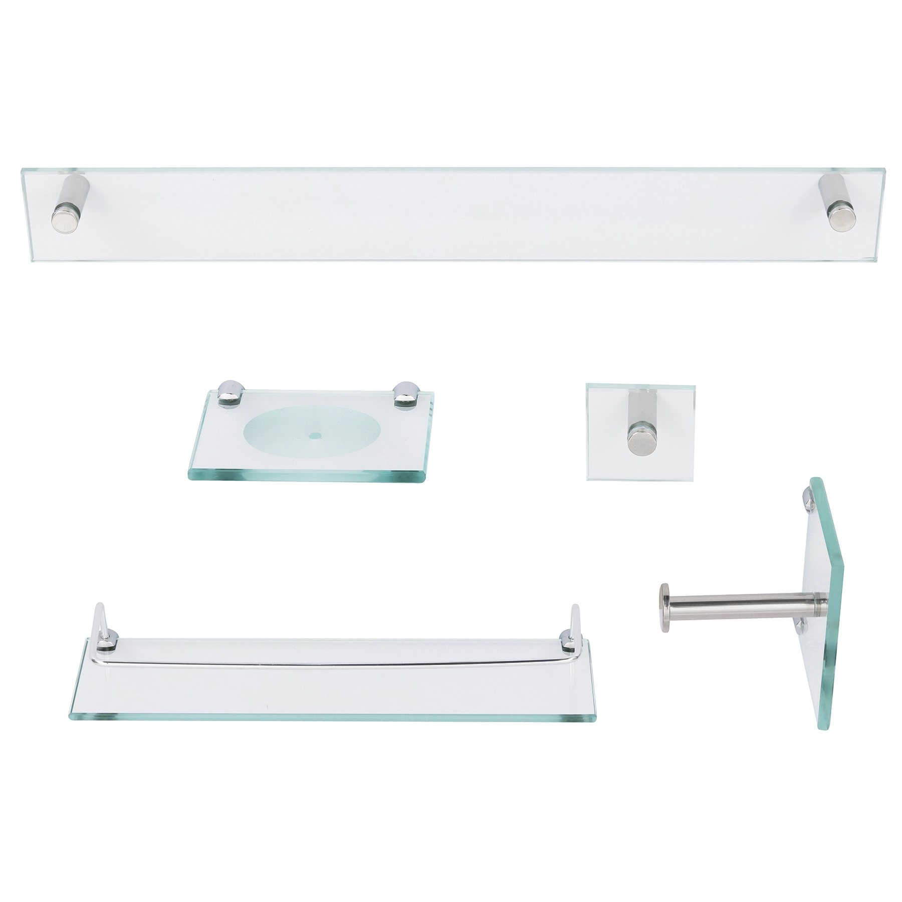 Kit Acessórios de Parede 5 peças em Metal e Vidro Incolor Colorati VB Cristais