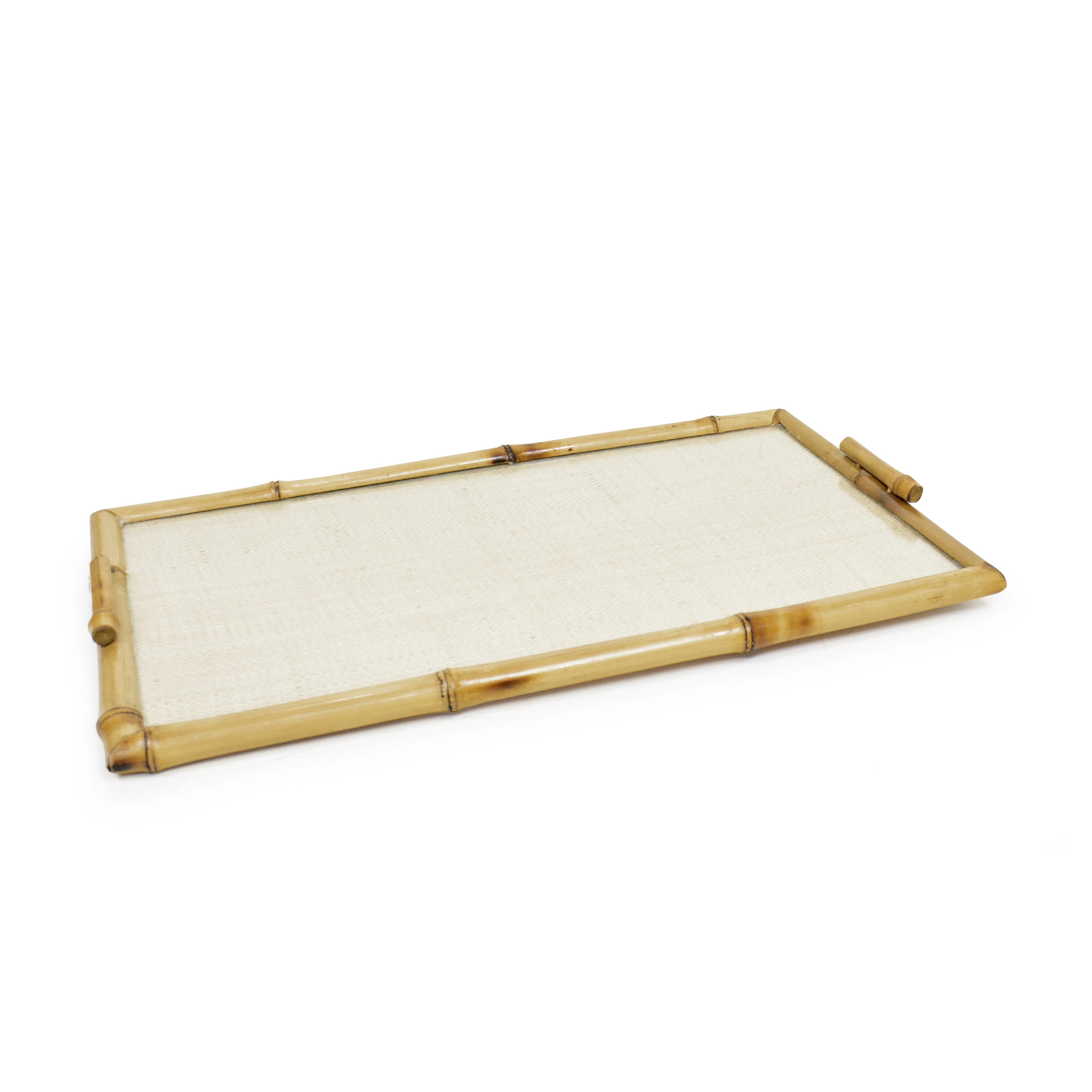 Bandeja Bambu Ret G Vidro E Palha 46.5x28cm 16075 Home Glass