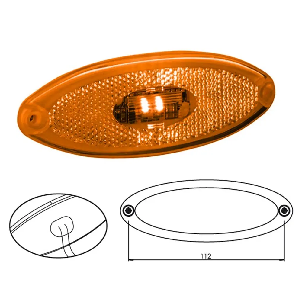 Lanterna Lateral Âmbar Oval com Led Bivolt - SINALSUL 2041AM
