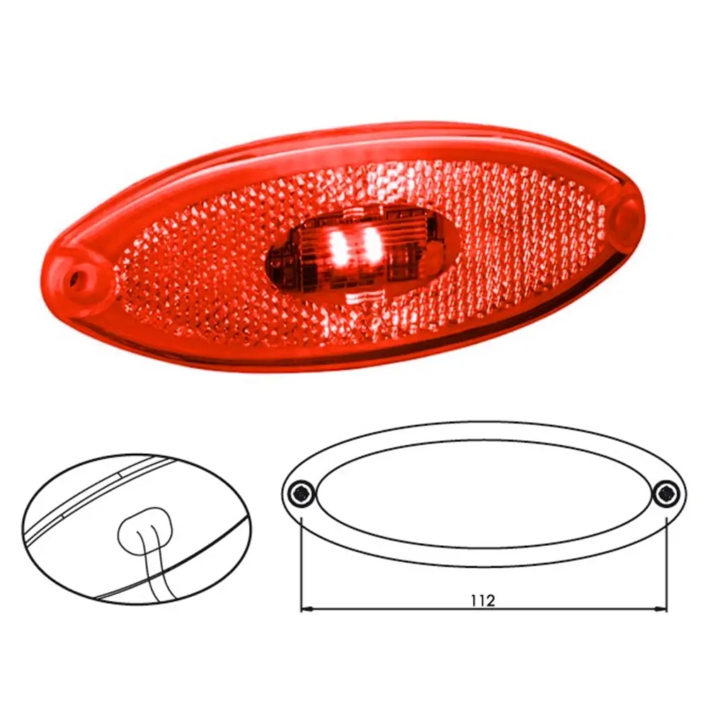 Lanterna Lateral Vermelha Oval com Led Bivolt - SINALSUL 2041VM