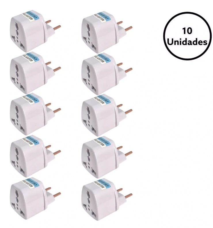 Adaptador De Tomada Plug Universal Europeu Brasil - 10 Un