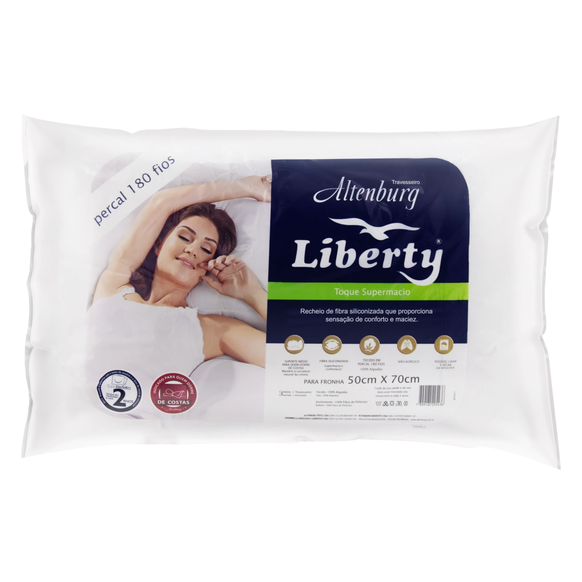 Travesseiro Branco Altenburg Liberty 50cm X 70cm
