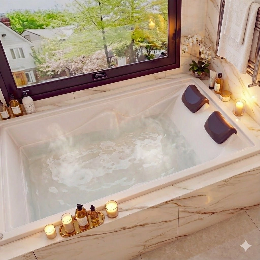 Banheira Casal De Hidromassagem Roma Elegance 175cm X 120cm X 50cm Em Acrilico- 220v Mondialle Branco