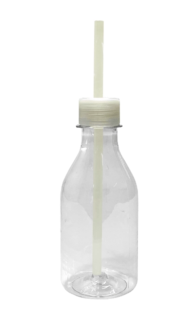 Garrafa Coquinho Branca 200ml C/tp E Canudo C/4un Massari