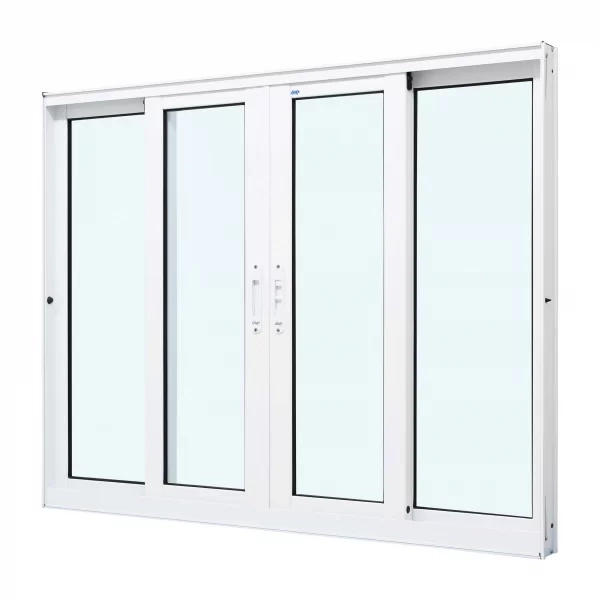 Janela De Correr Alumínio Branco 120x150x8cm 4 Folhas Sem Grade Jap Perfecta Max