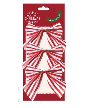 Laco De Natal 10cm C/3 Verm/bco Ref.lac0010