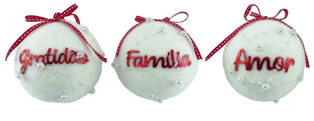 Bola De Natal Luxo Desejos Branca Sortida 12cm Multiart