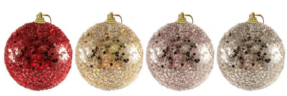 Bola Natal Glitter/estrela 6cm Sort