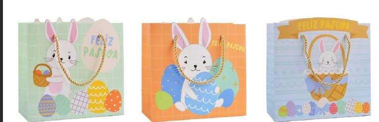 Sacola C/formas Estamp Coelhos 15,5x14,3x7cm Ref.scp003