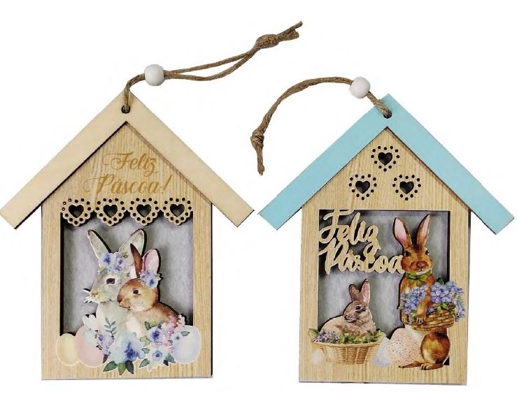 Enfeite Pendurar Casinha Mdf Rustic 14cm Ref.mdn0021