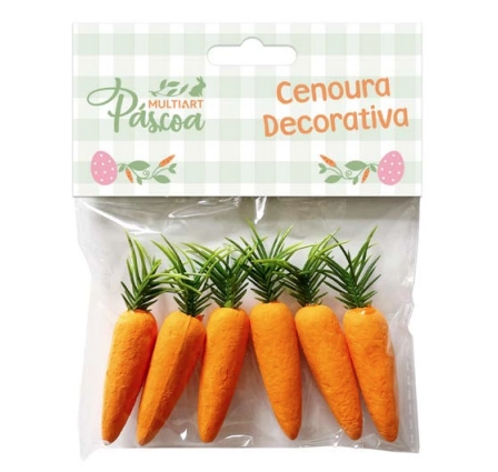 Enfeite Cenoura 6un 5cm Multiart Pas0048