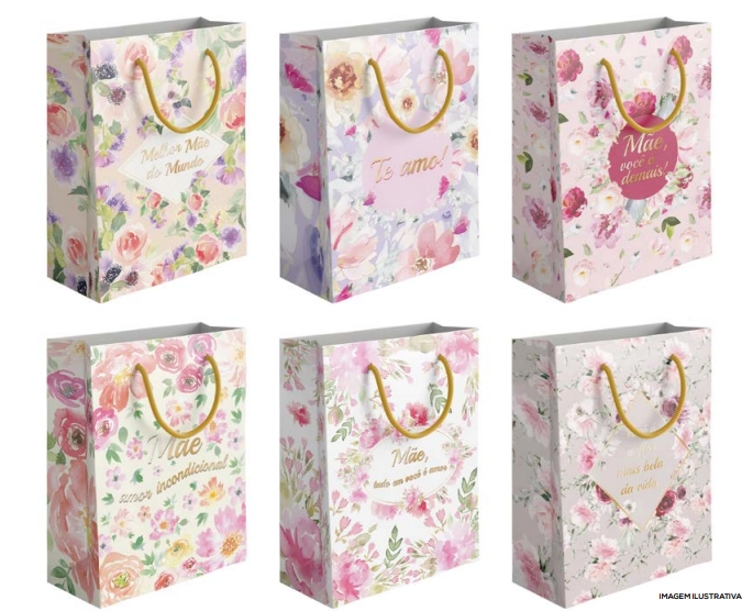 Sacola P/ Presente Floral Te Amo 31x24x12cm Multiar
