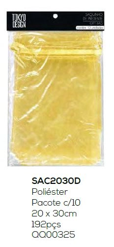 Saco Organza Dourado C/10 20x30 Ref.sac2030d