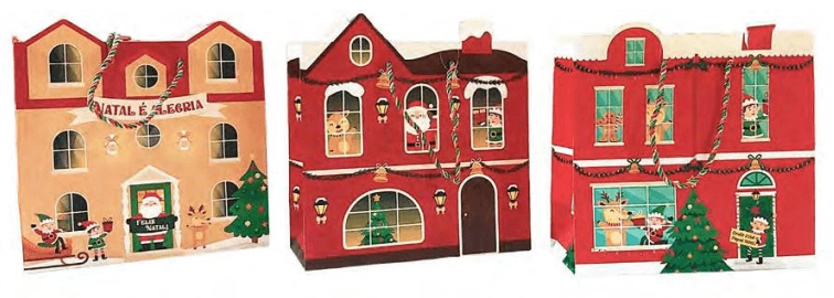 Sacola Papel Natalina Sort 15,5x14,3x7cm