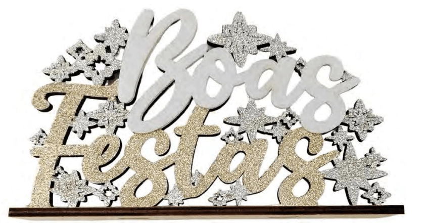 Enfeite Mdf Boas Festas 12x18cm
